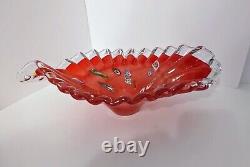 Vintage MURANO Glass Centerpiece Dish Bowl Red Orange VERYHARD TO FIND