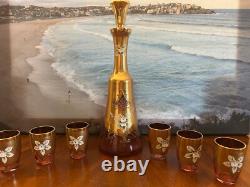 Vintage MURANO Glass Decanter and 24K Glasses Italy