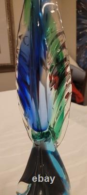 Vintage, MURANO Glass Pheasant. Turn Of The Century. Teal & Blue. 16inches