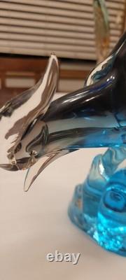 Vintage, MURANO Glass Pheasant. Turn Of The Century. Teal & Blue. 16inches