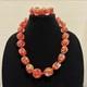 Vintage MURANO Glass Red Multicolored Demi Parure Necklace Bracelet Set