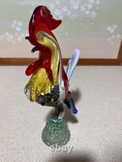 Vintage MURANO Hand Blown Glass Multi Colored Rooster Farmhouse 33cm/13in Large
