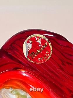 Vintage MURANO Hand Blown Glass Multi Colored Rooster Farmhouse 33cm/13in Large