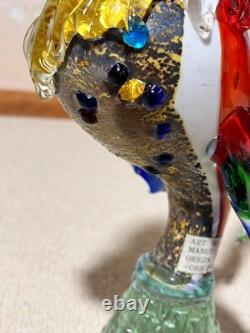 Vintage MURANO Hand Blown Glass Multi Colored Rooster Farmhouse 33cm/13in Large
