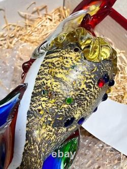 Vintage MURANO Hand Blown Glass Multi Colored Rooster Farmhouse 33cm/13in Large