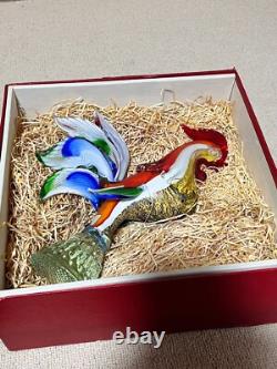 Vintage MURANO Hand Blown Glass Multi Colored Rooster Farmhouse 33cm/13in Large