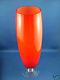 Vintage MURANO Handcrafted ART GLASS Orange VASE with Clear TWISTED STEM-