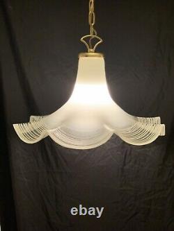 Vintage MURANO Italian Brass Art Glass Pendant Ceiling Light Chandelier Italy