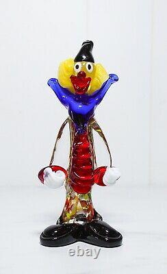 Vintage MURANO Italy Venetian Hand-Blown Glass Colorful Circus Clown Figurine