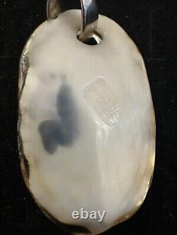 Vintage MURANO Large Oval GLASS PENDANT With Silver Chain