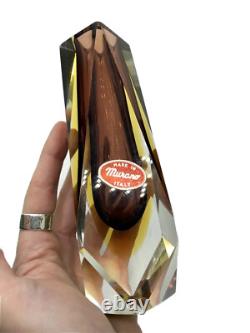 Vintage MURANO Mandruzzato MCM Gold & Purple SOMMERSO Faceted ART GLASS Vase 60s
