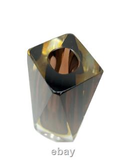 Vintage MURANO Mandruzzato MCM Gold & Purple SOMMERSO Faceted ART GLASS Vase 60s
