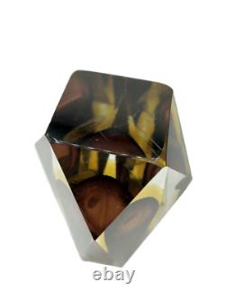 Vintage MURANO Mandruzzato MCM Gold & Purple SOMMERSO Faceted ART GLASS Vase 60s