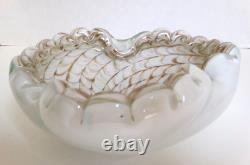 Vintage MURANO SPIDERWEB ZEBRATI Art Glass Sommerso Bowl, Very Rare, Italy 7.5