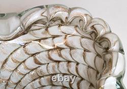 Vintage MURANO SPIDERWEB ZEBRATI Art Glass Sommerso Bowl, Very Rare, Italy 7.5