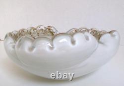 Vintage MURANO SPIDERWEB ZEBRATI Art Glass Sommerso Bowl, Very Rare, Italy 7.5