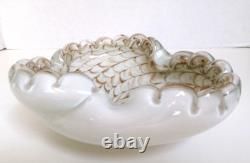 Vintage MURANO SPIDERWEB ZEBRATI Art Glass Sommerso Bowl, Very Rare, Italy 7.5