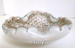 Vintage MURANO SPIDERWEB ZEBRATI Art Glass Sommerso Bowl, Very Rare, Italy 7.5