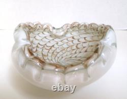 Vintage MURANO SPIDERWEB ZEBRATI Art Glass Sommerso Bowl, Very Rare, Italy 7.5