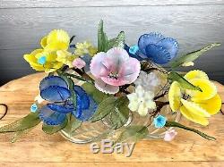 Vintage MURANO Venetian Czech Slag Glass Flower Bouquet CENTERPIECE, Italy