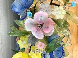 Vintage MURANO Venetian Czech Slag Glass Flower Bouquet CENTERPIECE, Italy