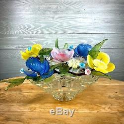 Vintage MURANO Venetian Czech Slag Glass Flower Bouquet CENTERPIECE, Italy