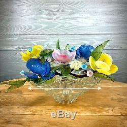 Vintage MURANO Venetian Czech Slag Glass Flower Bouquet CENTERPIECE, Italy