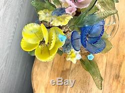 Vintage MURANO Venetian Czech Slag Glass Flower Bouquet CENTERPIECE, Italy