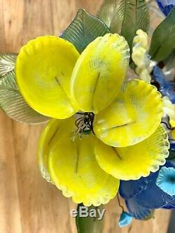 Vintage MURANO Venetian Czech Slag Glass Flower Bouquet CENTERPIECE, Italy