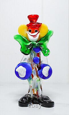 Vintage MURANO Venetian Italy Hand-Blown Glass Colorful Circus Clown Figurine