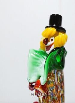 Vintage MURANO Venetian Italy Hand-Blown Glass Multicolor Circus Clown Figurine