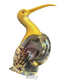 Vintage Made In Italy Murano Italian Glass Heron -Rare Excellent Condition
