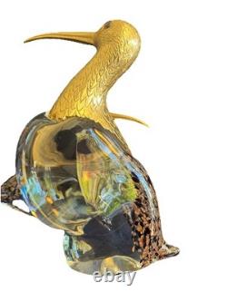 Vintage Made In Italy Murano Italian Glass Heron -Rare Excellent Condition