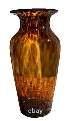 Vintage Maestri Vetrai Azzurra Murano Glass Vase Tortoise Shell HandBlown Italy