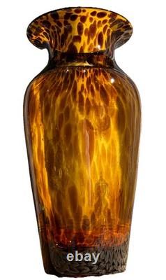 Vintage Maestri Vetrai Azzurra Murano Glass Vase Tortoise Shell HandBlown Italy