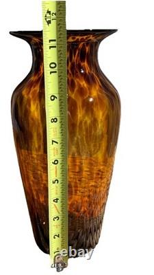 Vintage Maestri Vetrai Azzurra Murano Glass Vase Tortoise Shell HandBlown Italy