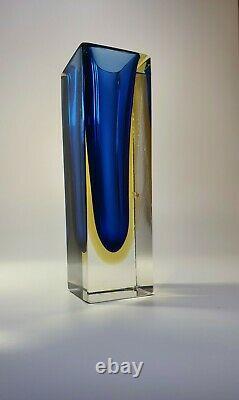 Vintage Mandruzzato Multi Rich Sommerso Murano Faceted Art Glass Vase