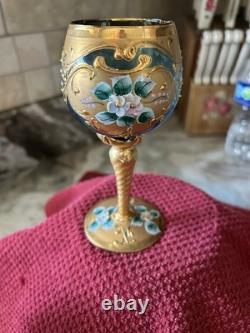 Vintage Mid 20th Century Murano Or Bohemia Glass Goblets