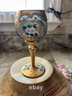 Vintage Mid 20th Century Murano Or Bohemia Glass Goblets