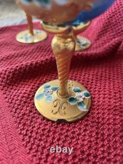 Vintage Mid 20th Century Murano Or Bohemia Glass Goblets