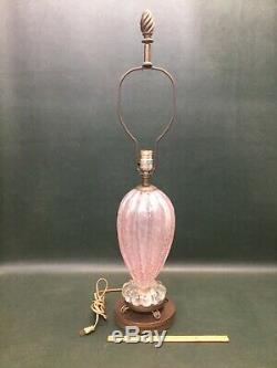 Vintage Mid Century Barovier & Toso Pink Controlled Bubble Murano Art Glass Lamp