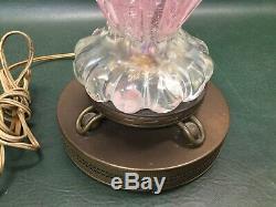 Vintage Mid Century Barovier & Toso Pink Controlled Bubble Murano Art Glass Lamp