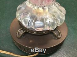 Vintage Mid Century Barovier & Toso Pink Controlled Bubble Murano Art Glass Lamp