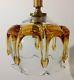 Vintage Mid Century Blown Glass Amber Ceiling Pendant Light Mazzega Murano Italy