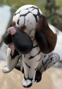 Vintage Mid Century Modern Archimede Seguso Bianco Nero Fantasy Murano Glass Dog