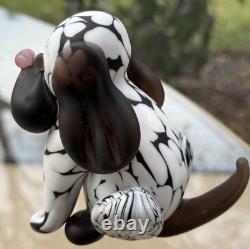 Vintage Mid Century Modern Archimede Seguso Bianco Nero Fantasy Murano Glass Dog