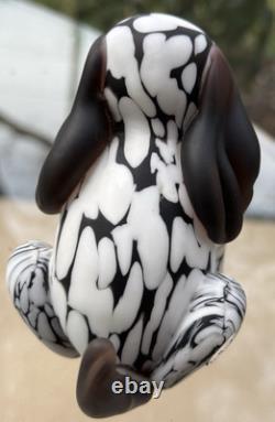 Vintage Mid Century Modern Archimede Seguso Bianco Nero Fantasy Murano Glass Dog