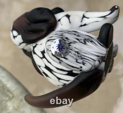 Vintage Mid Century Modern Archimede Seguso Bianco Nero Fantasy Murano Glass Dog