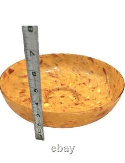 Vintage Mid Century Modern Bright Orange Italian Art Glass Bowl 12