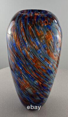 Vintage Mid Century Modern Contemporary Hand blown Thick Glass Vase Murano